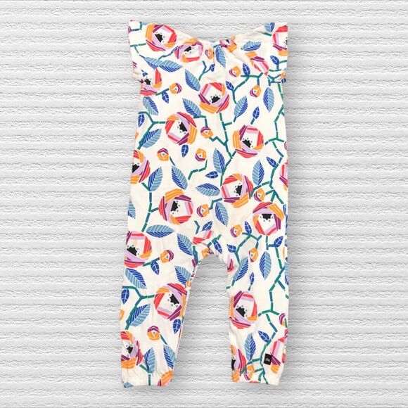 Tea Collection Colorful Geometric Floral Flutter Sleeve Romper 9-12m *Play* - Picture 3 of 4
